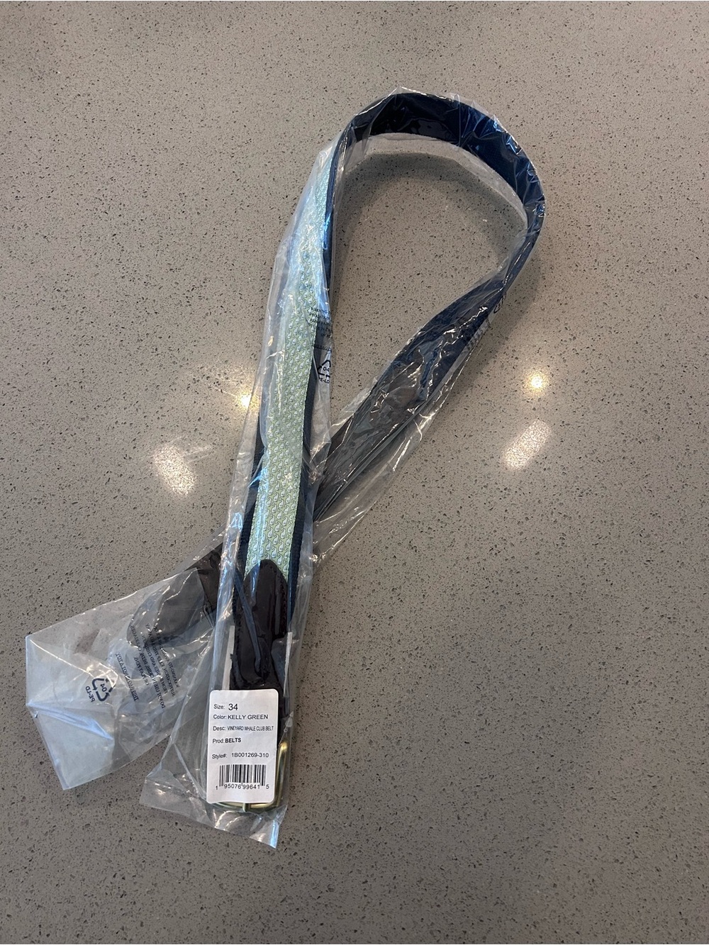Vineyard Vines Navy and Light Green Woven Belt